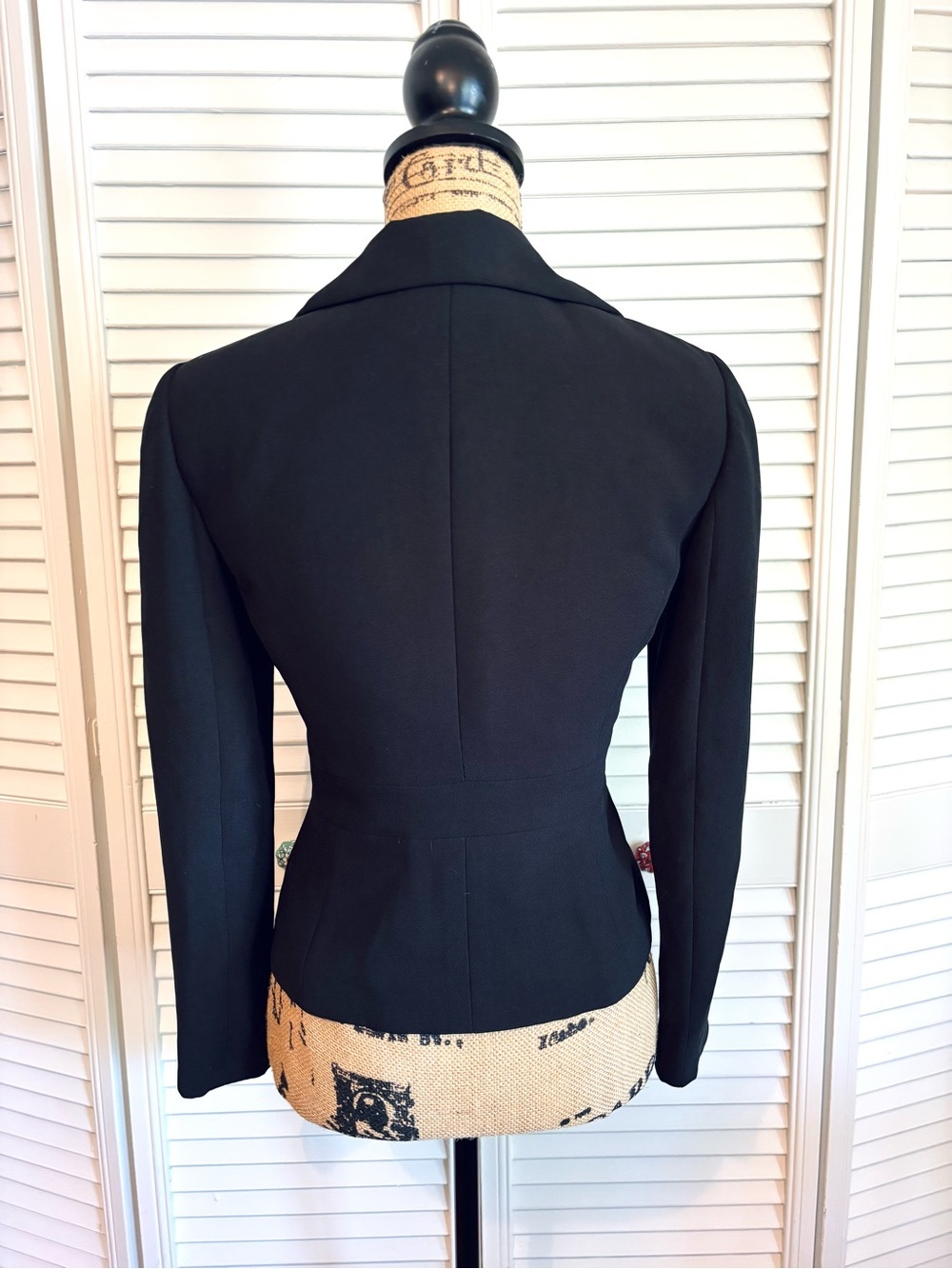 Talbots Black Button Down Blazer Jacket with Front Tie Size 2 Petite 2P - Picture 4 of 8
